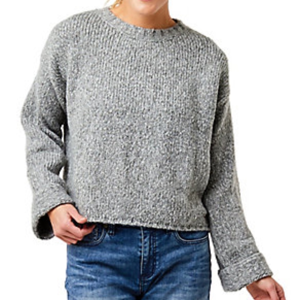 Carve Designs Estes Crop Sweater - Limestone Heather, Size L